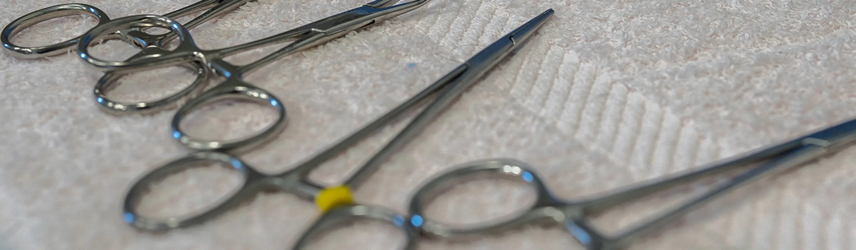 Medical instruments on a towel Medical instruments on a towel