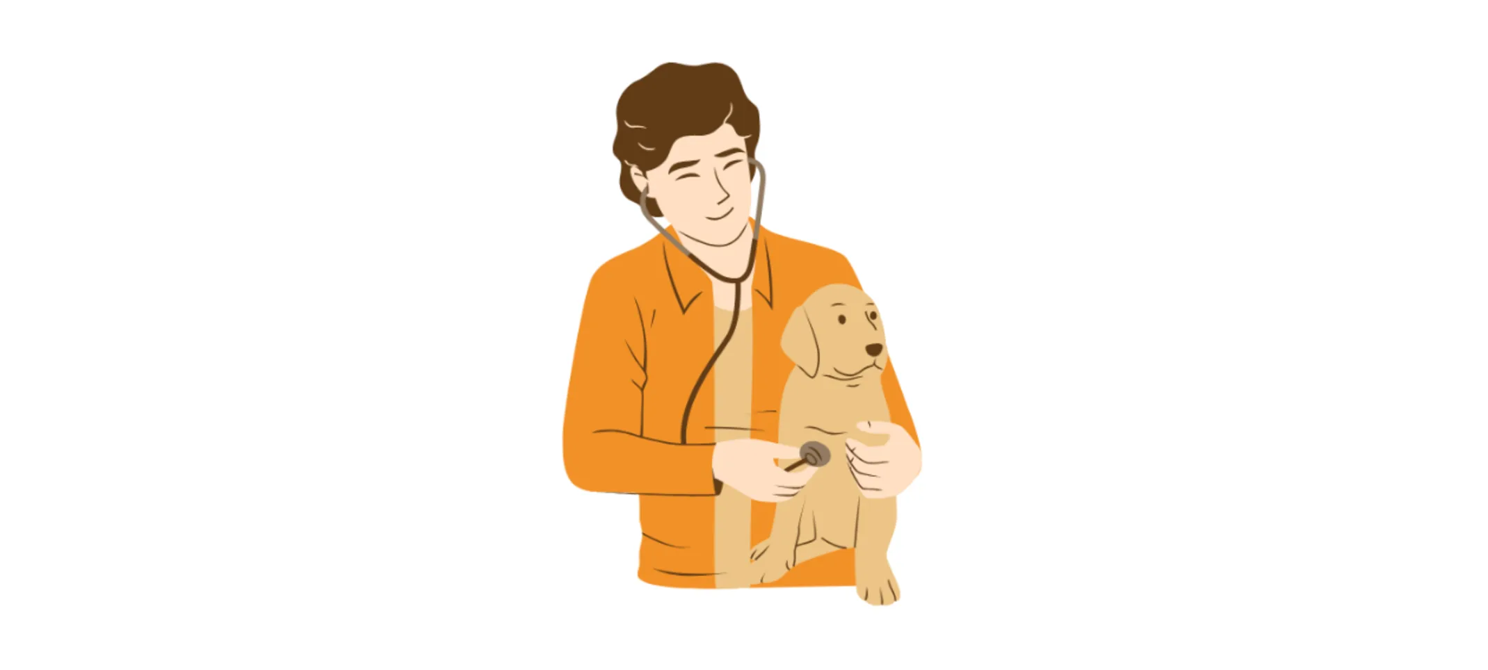 Cartoon Veterinarian Examining Golden Retriever Cartoon Veterinarian Examining Golden Retriever