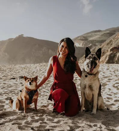 Cristina with two dogs