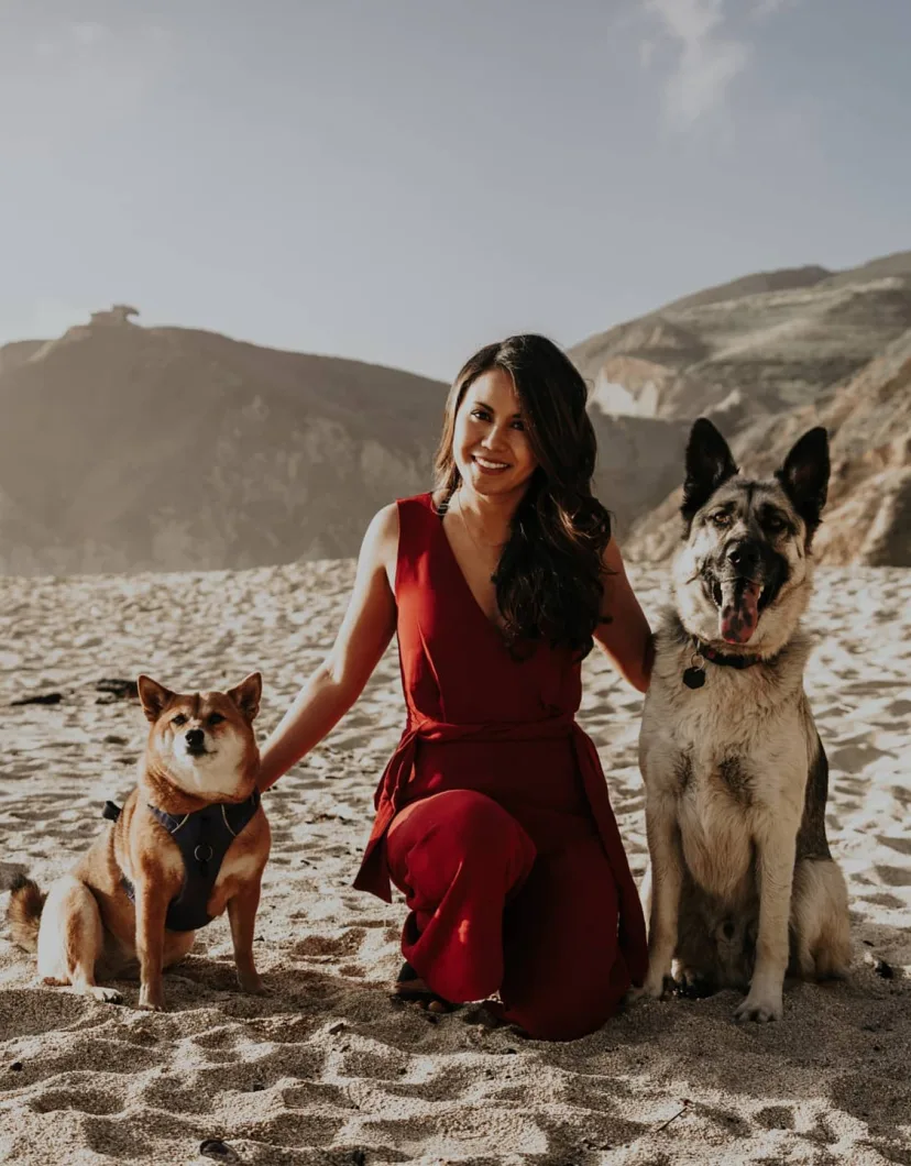 Cristina with two dogs