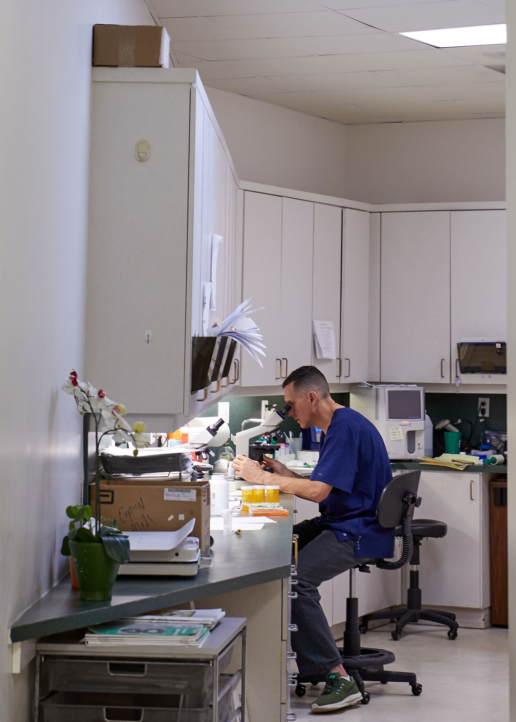 Mr. Dugan working at Lab Pharmacy