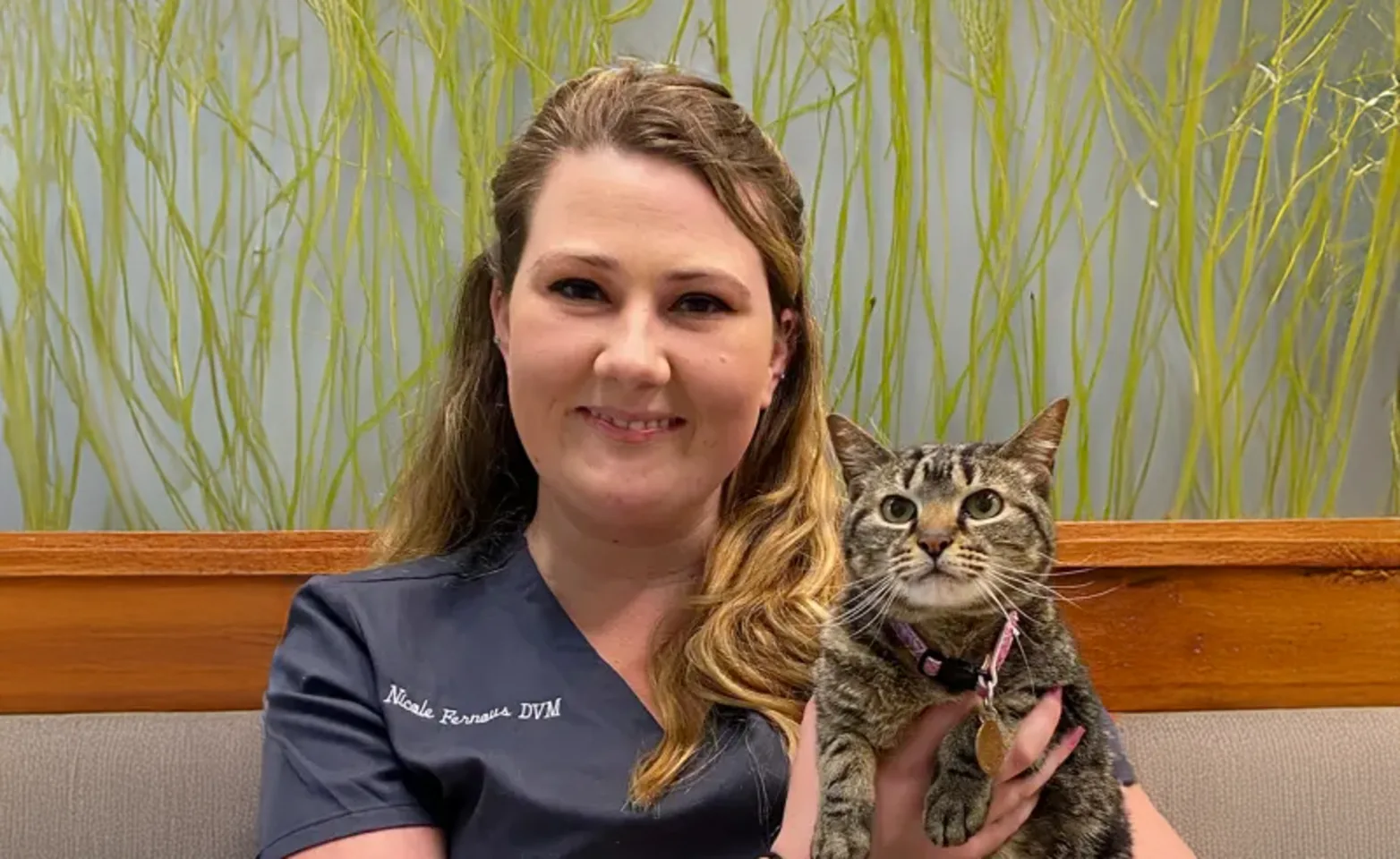 Dr. Nicole Fernous holding a cat Dr. Nicole Fernous holding a cat