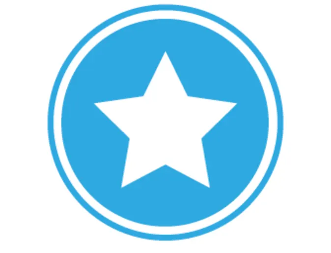 Blue icon with a star Blue icon with a star