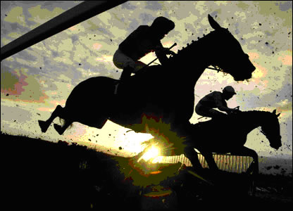 Two people riding a horse