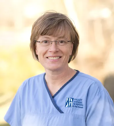 Mary Beth's staff photo from Valley Animal Hospital & Pet Resort where she is posing for a picture outside their facility Mary Beth's staff photo from Valley Animal Hospital & Pet Resort where she is posing for a picture outside their facility