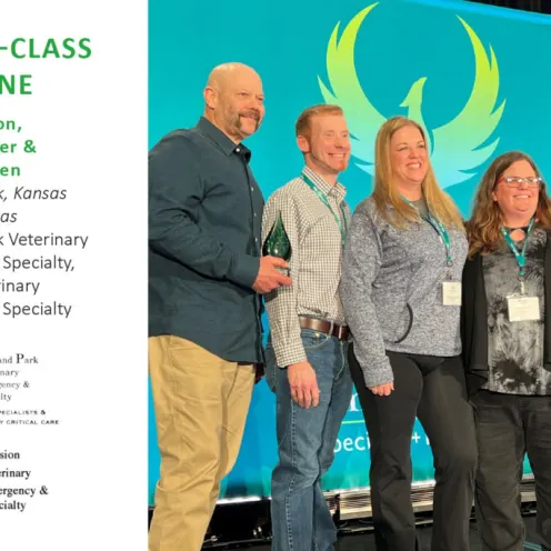 Award: WORLD-CLASS MEDICINE Recipients: Liz Talkington, Stacy Deemer & Dr. Dave Allen From: Overland Park Veterinary Emergency & Specialty in Overland Park, Kansas, Mission Veterinary Emergency & Specialty in Mission, Kansas