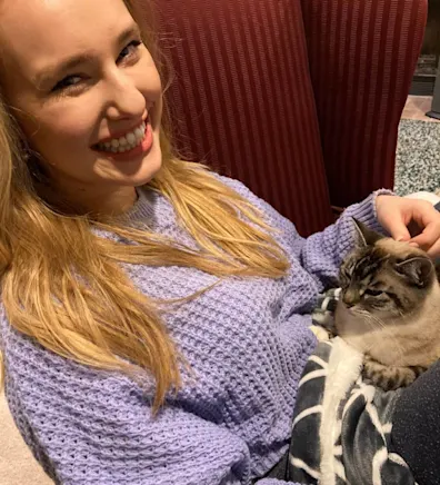 Lauren with cat. Lauren with cat.