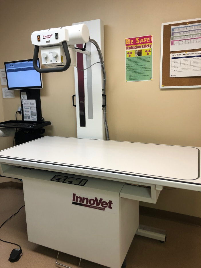 Exam Table with lab equipment