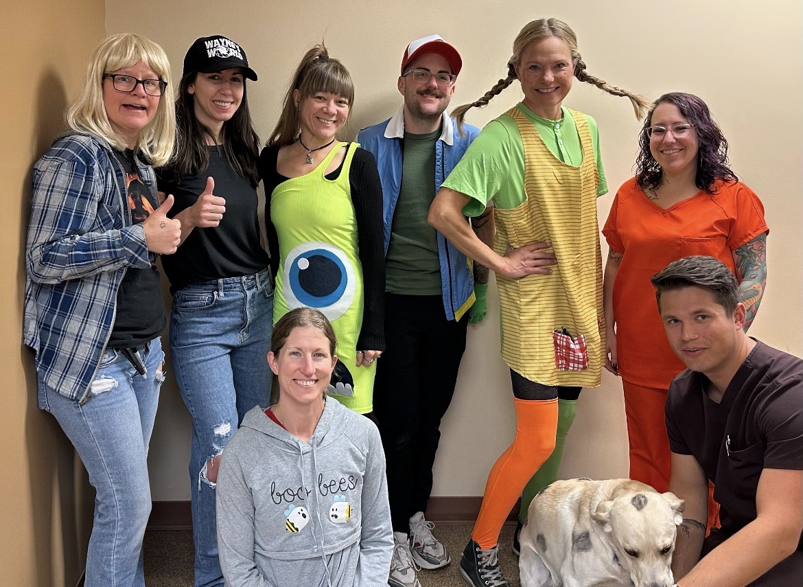 Team members on halloween