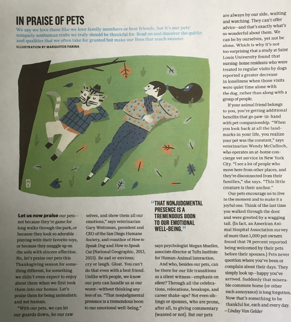In Praise of pets article