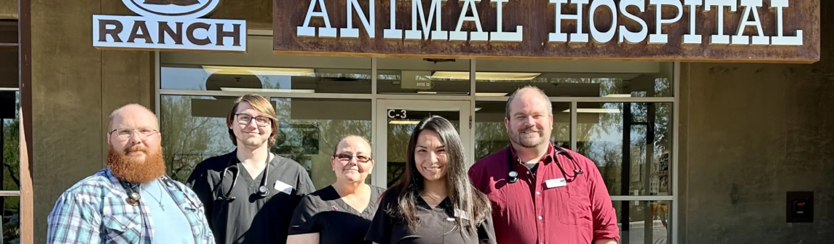 Staff members outside of the location Staff members outside of the location