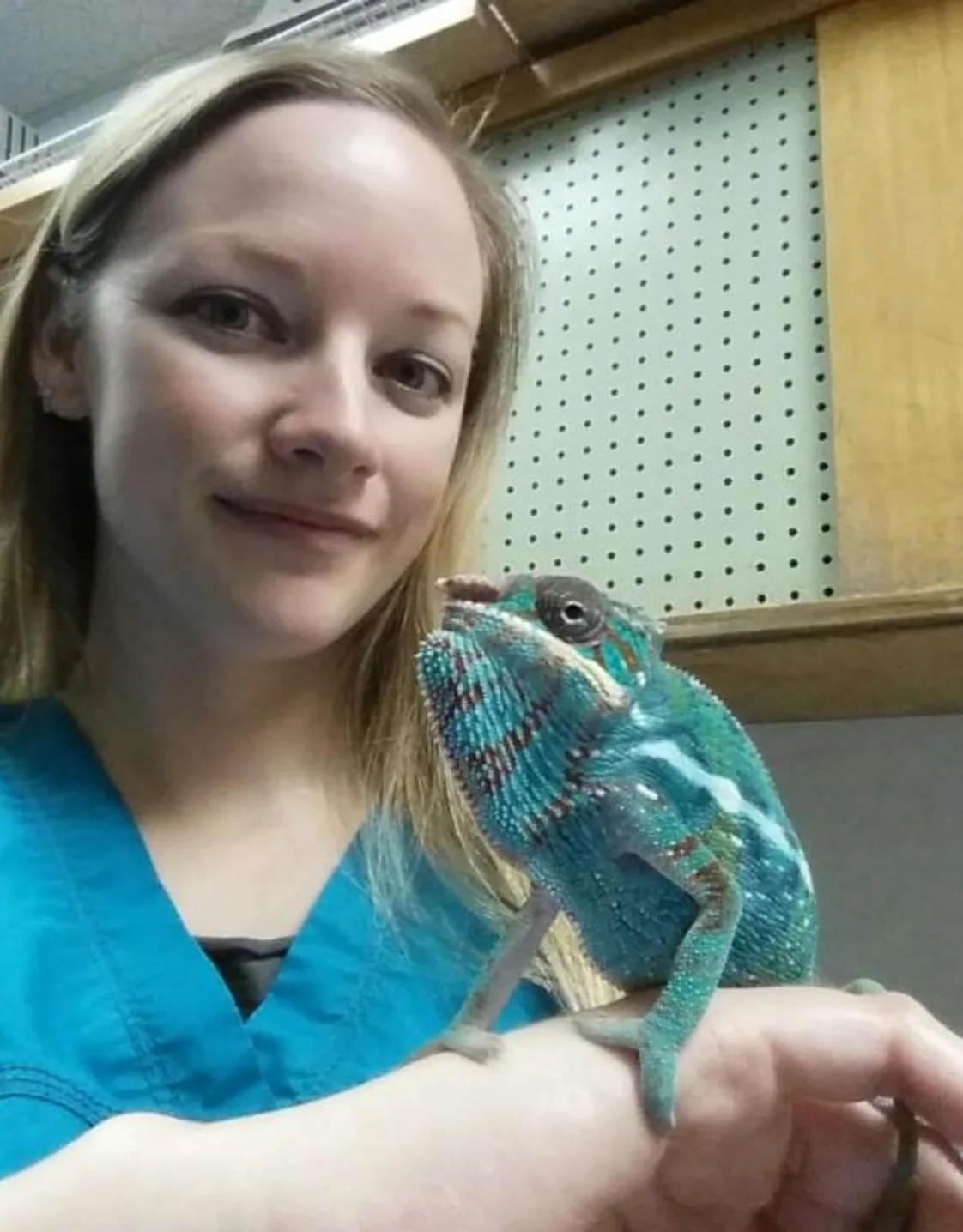 Lauren holding a chameleon. Lauren holding a chameleon.