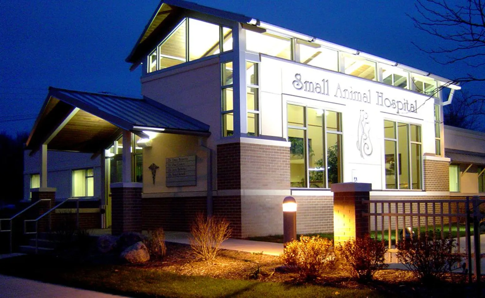 Small Animal Hospital entrance at night