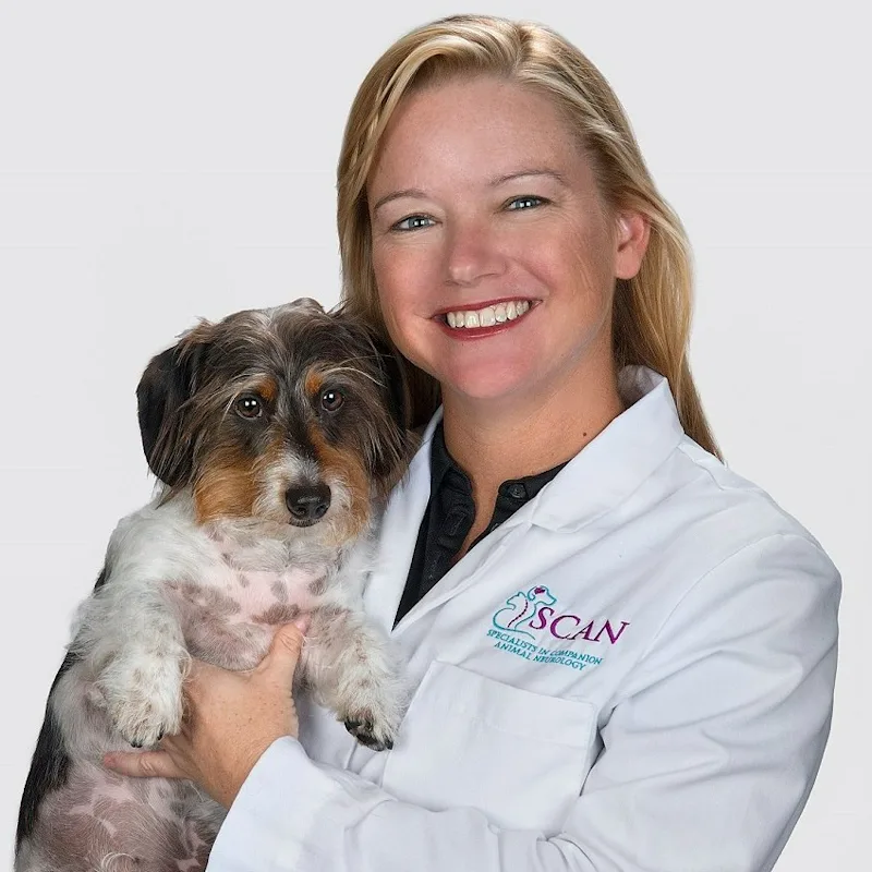 Dr. Carnes holding a scruffy dog Dr. Carnes holding a scruffy dog