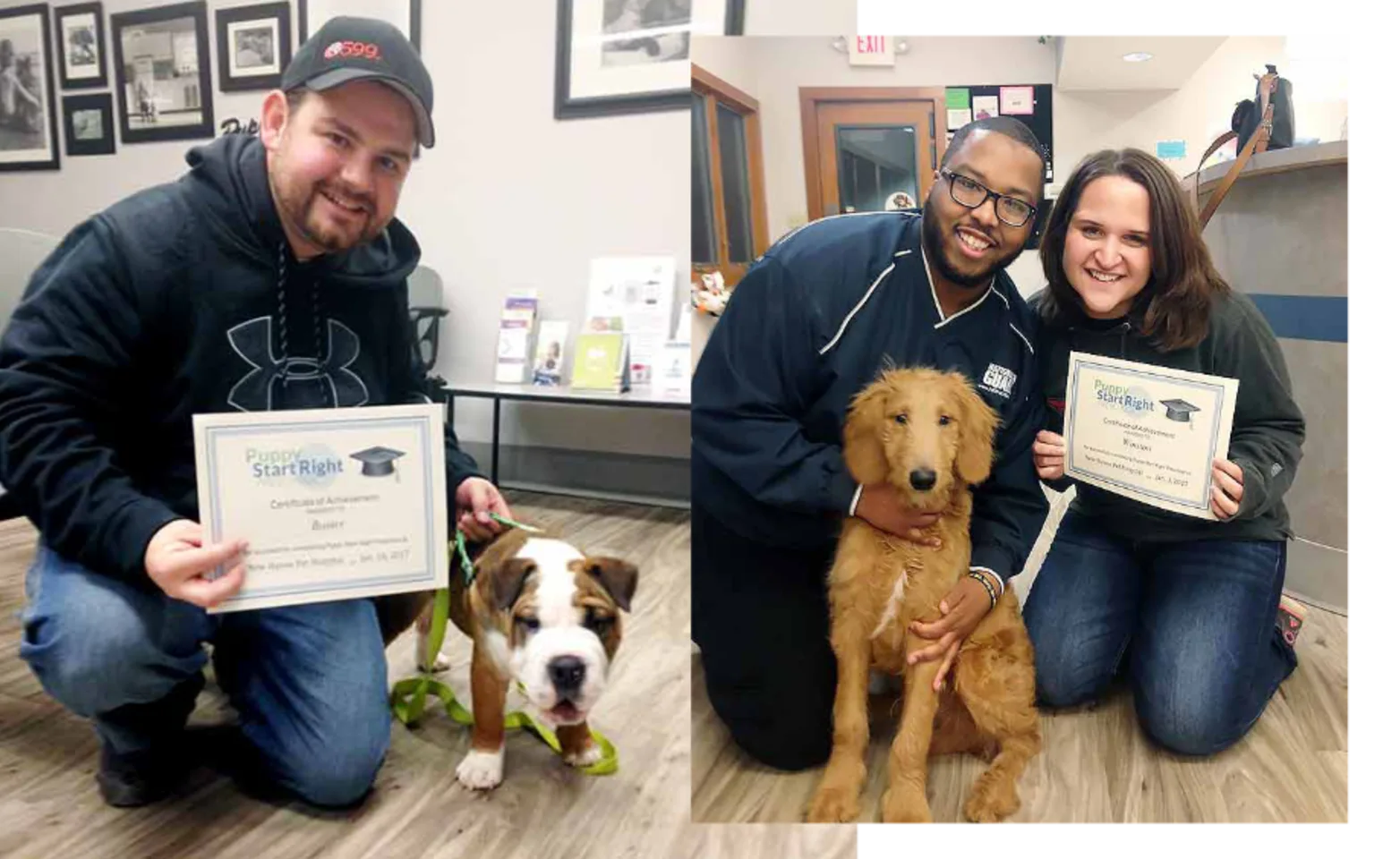 Owners with their Dogs & Awards at New Haven Pet Hospital