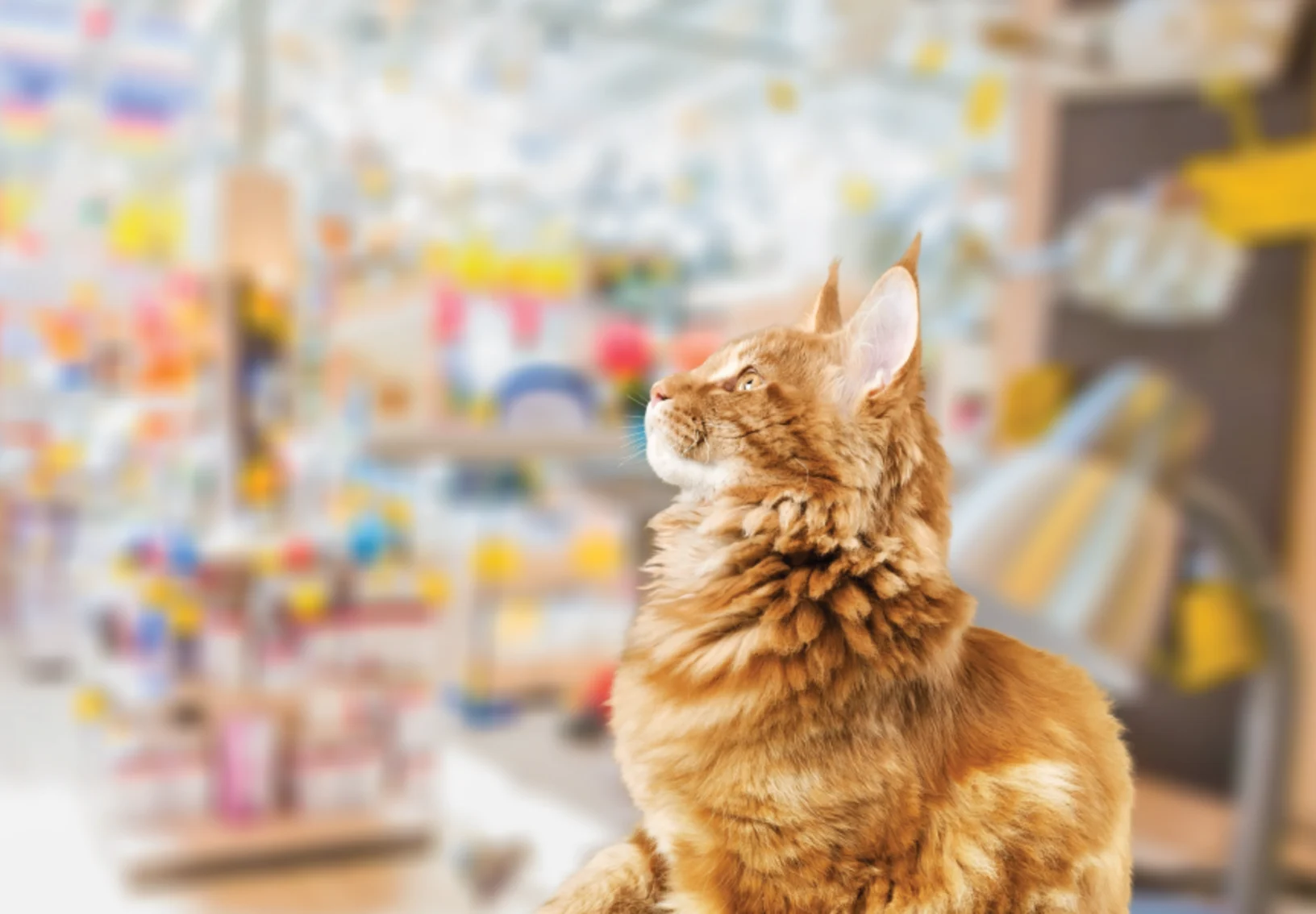 Cat in store looking up Cat in store looking up