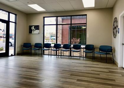 Waiting room area with seating at Desert Hills Animal Hospital