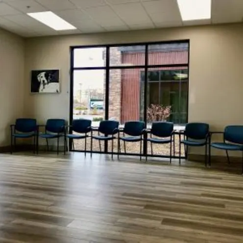 Waiting room area with seating at Desert Hills Animal Hospital