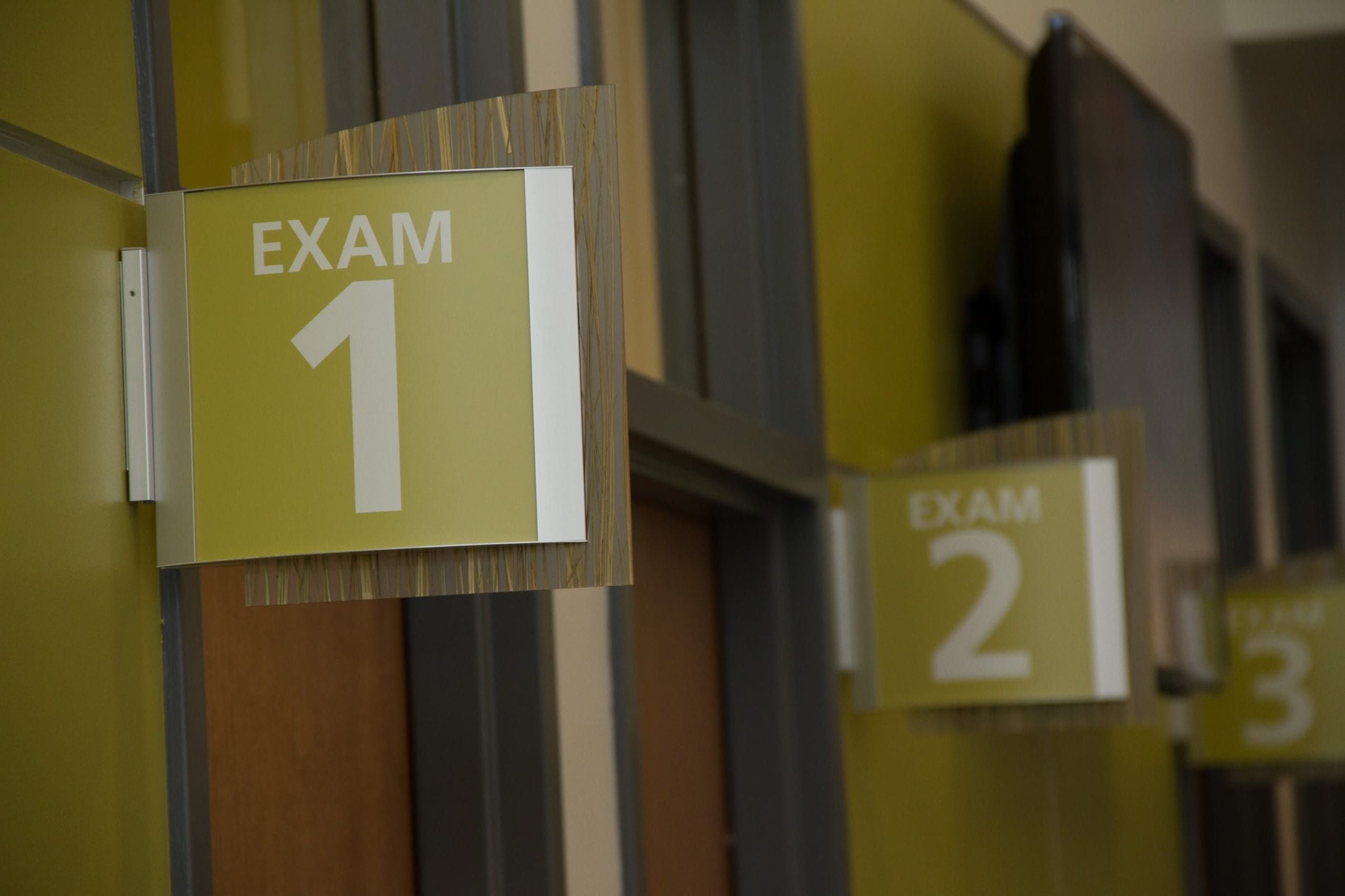 signs for exam rooms 1-3