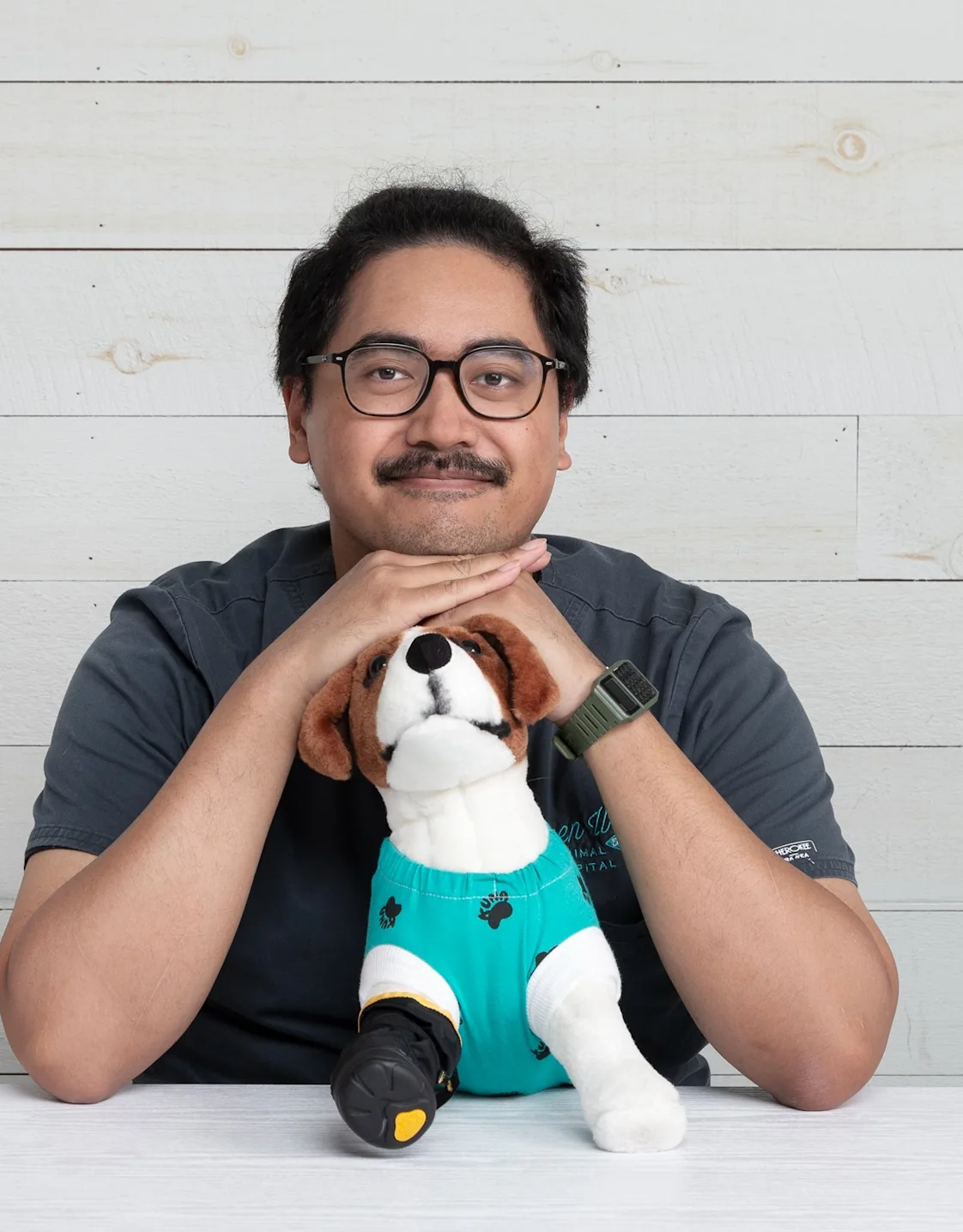 Leon with a stuffed dog Leon with a stuffed dog