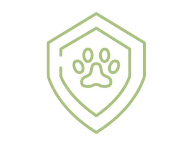 Icon of a shield with a dog paw Icon of a shield with a dog paw