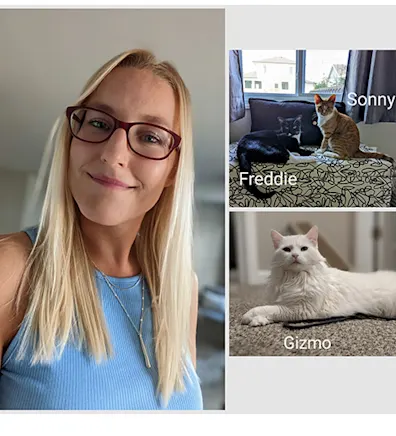 Value Vet's Amber, and her three cats Value Vet's Amber, and her three cats