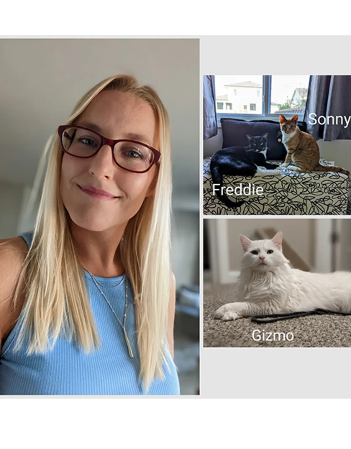 Value Vet's Amber, and her three cats Value Vet's Amber, and her three cats