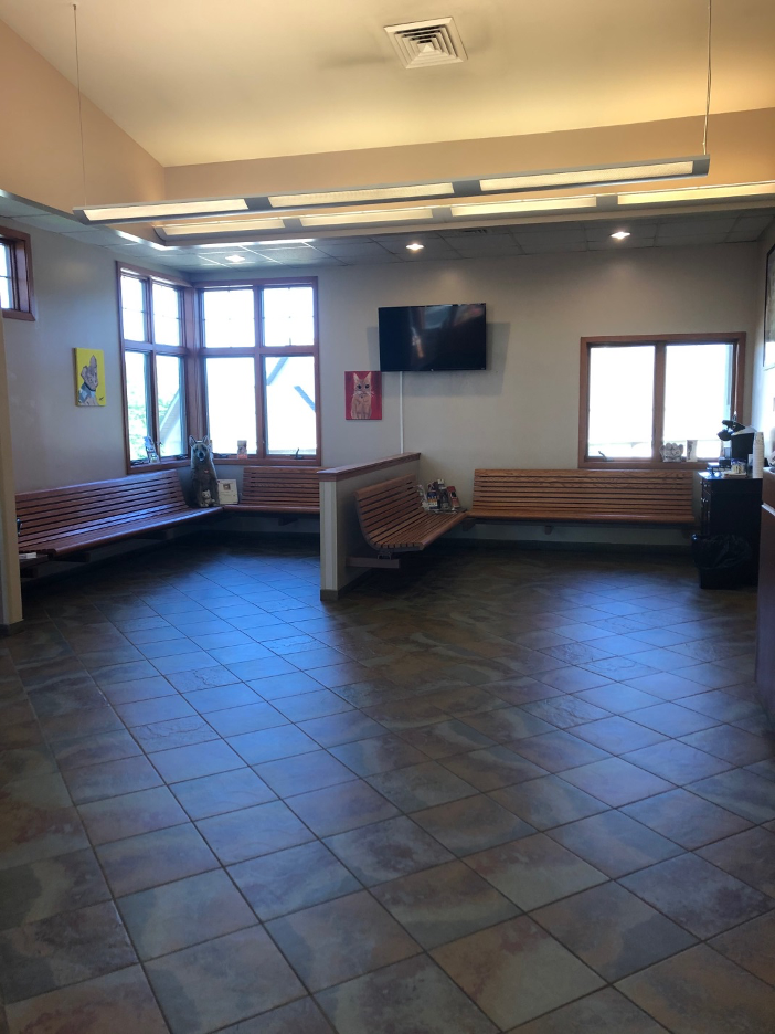 Waiting Room area at Niles Veterinary Clinic.