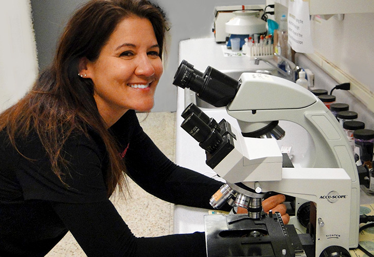 Tammy with microscope