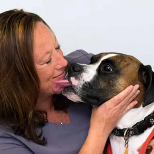 Dog kissing woman Dog kissing woman
