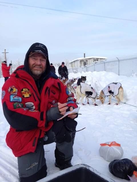 Staff outside in snow