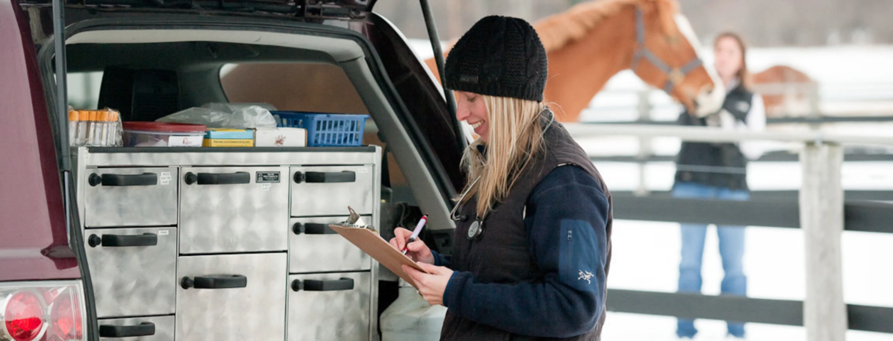 A photo of a WESH staff member conducting a field visit