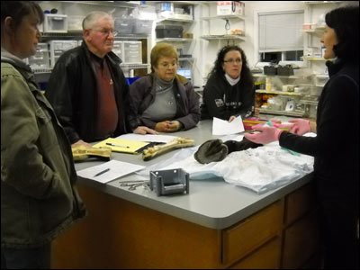 Clients learning about equine hoof care