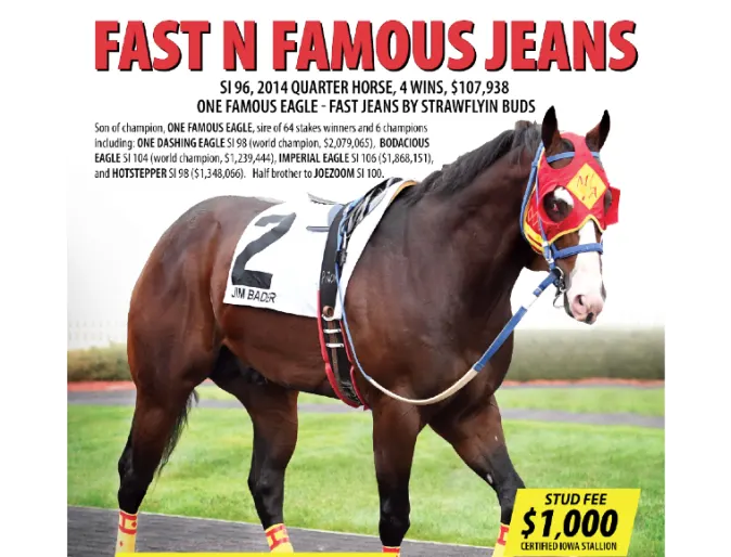 Advertisement of Fast N Famous Jeans with description and pricing