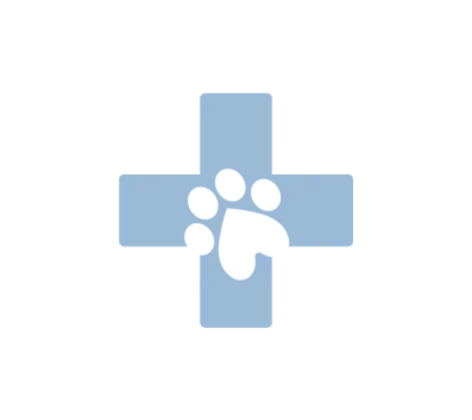 Pale blue cross with white paw print