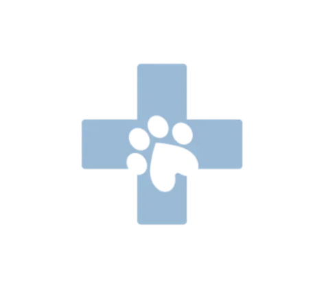 Pale blue cross with white paw print Pale blue cross with white paw print