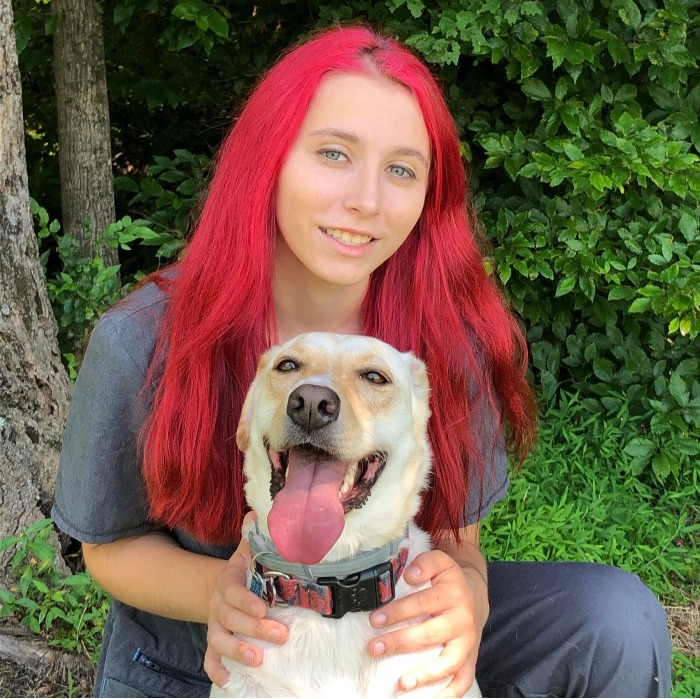 Courtney with large dog