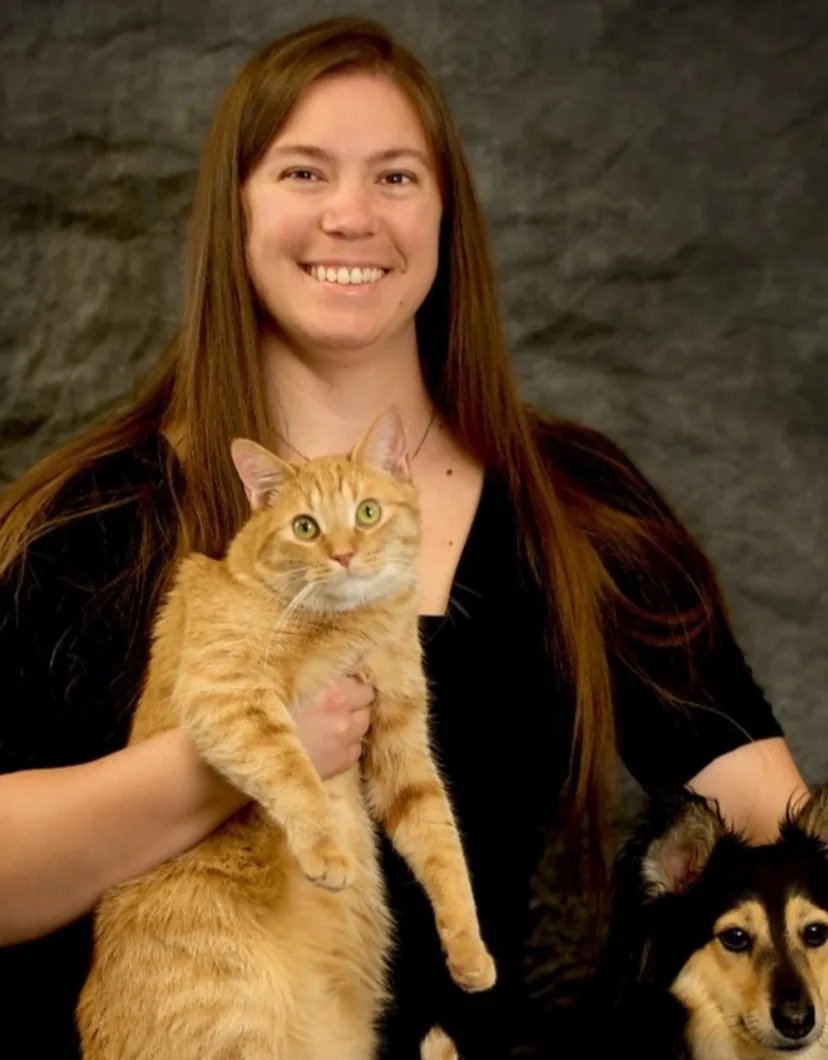 Dr. Cassie Schiller-Rauch with orange cat