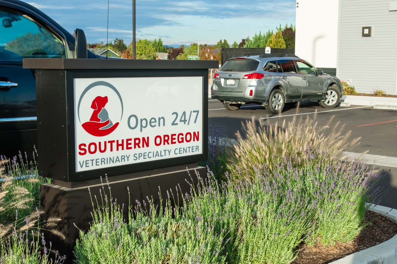 Southern Oregon Veterinary Specialty Center sign.