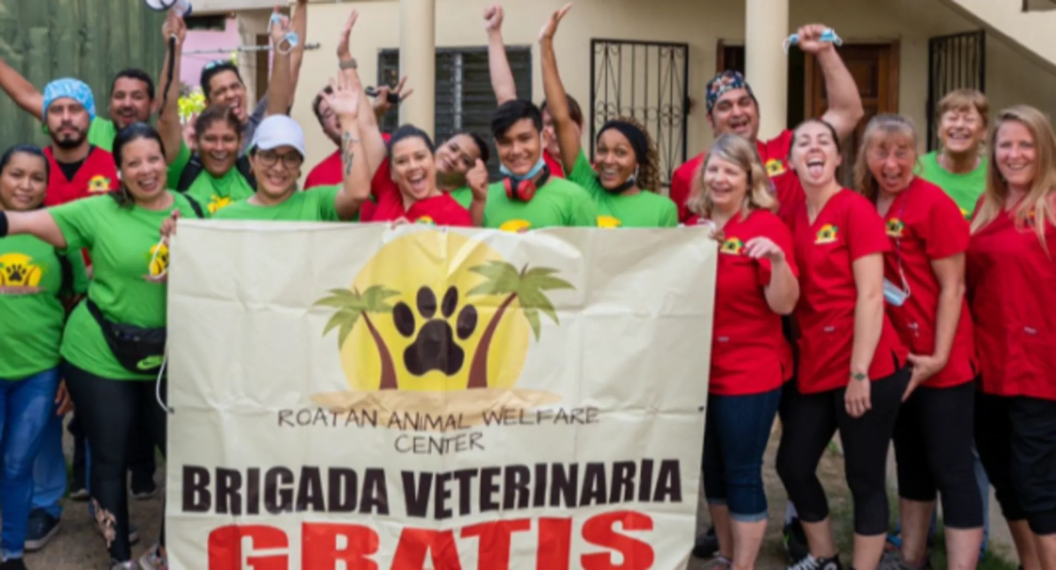 Allandale's staff posing at Roatan Honduras Allandale's staff posing at Roatan Honduras
