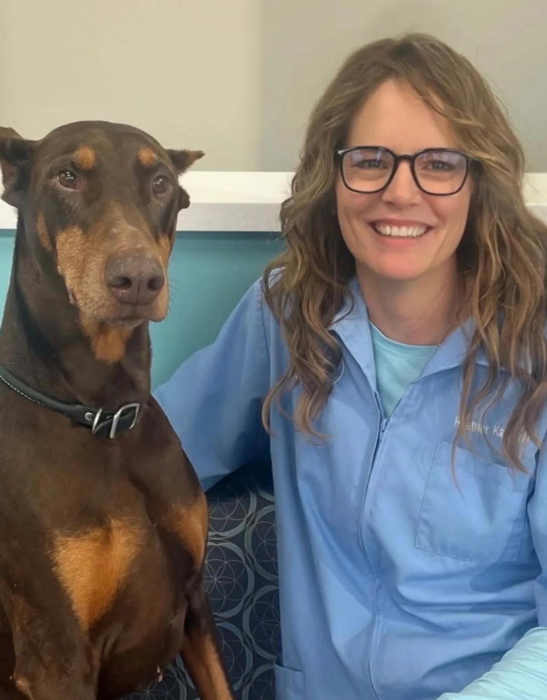 Heather Kay with brown dog Heather Kay with brown dog