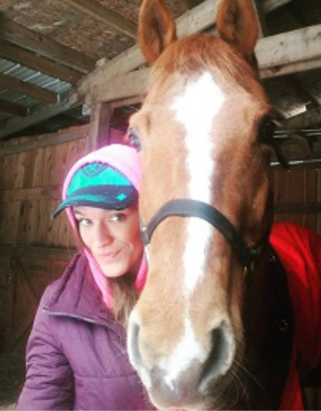 Stephanie with a brown and white horse Stephanie with a brown and white horse