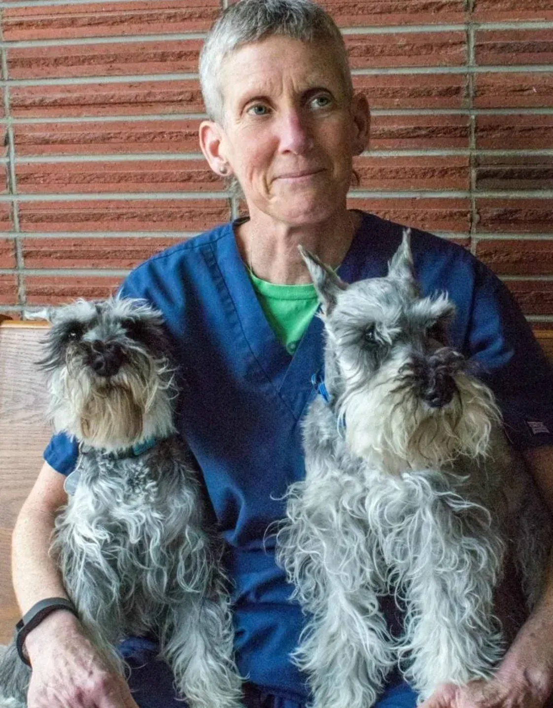 Becky with two dogs. Becky with two dogs.
