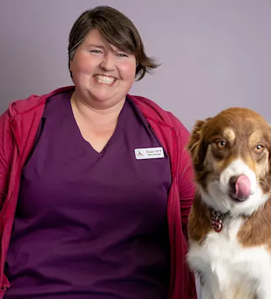 Tracy with a brown dog Tracy with a brown dog