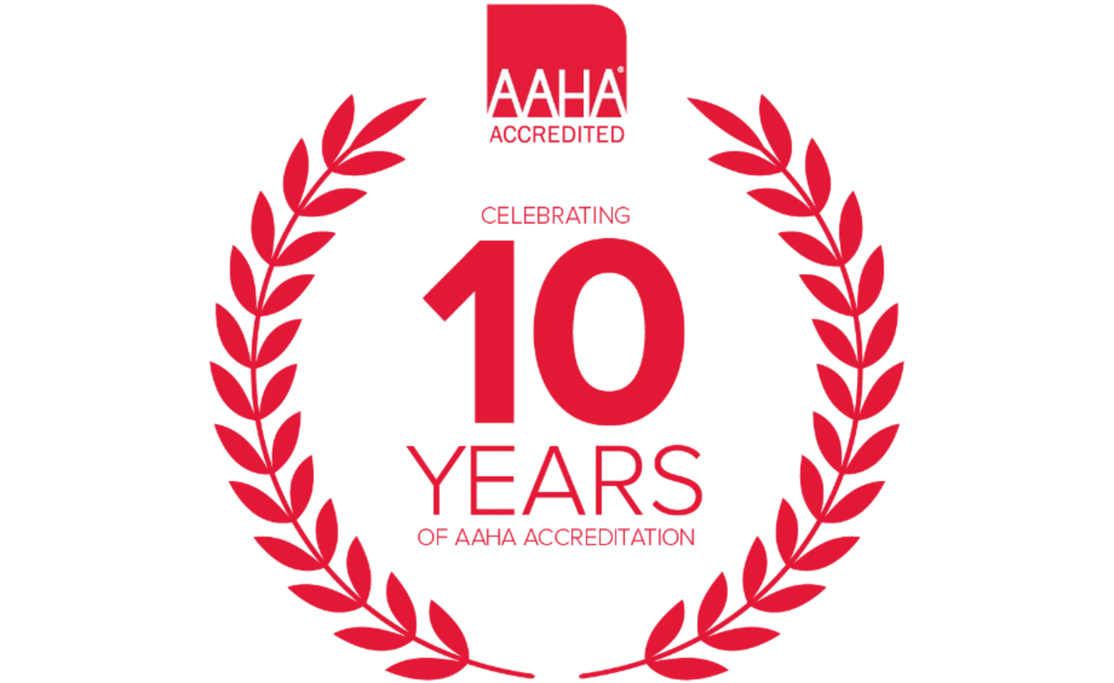 10 Years of AAHA Accreditation Logo