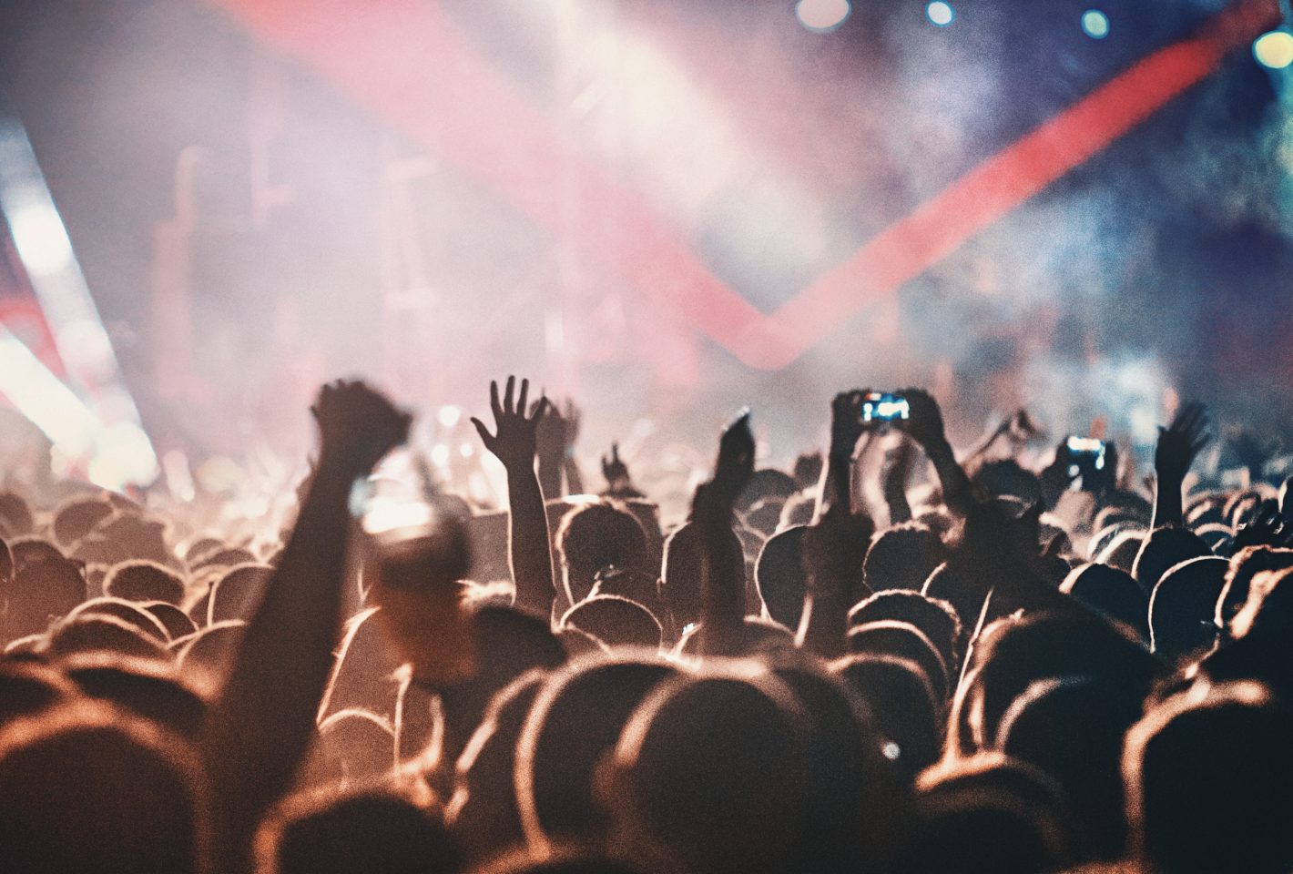 A crowd of people watching a concert.