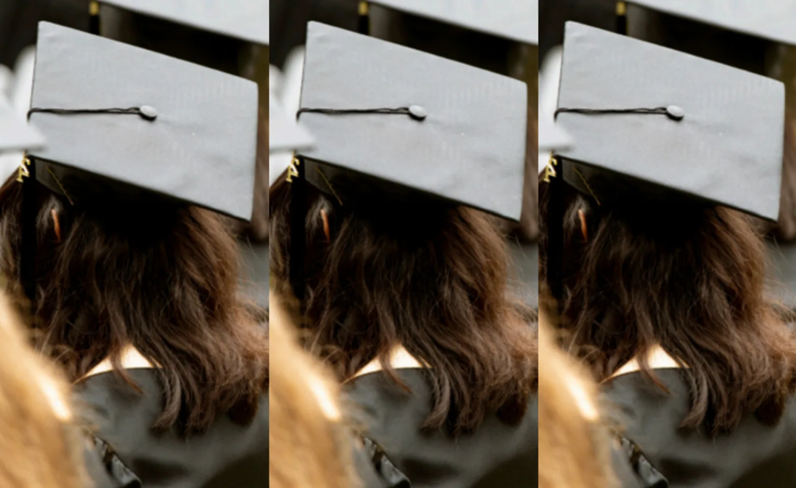 Woman wearing a graduation cap and gown Woman wearing a graduation cap and gown