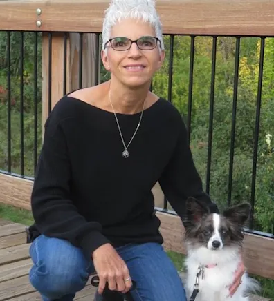 Melanie with a dog Melanie with a dog