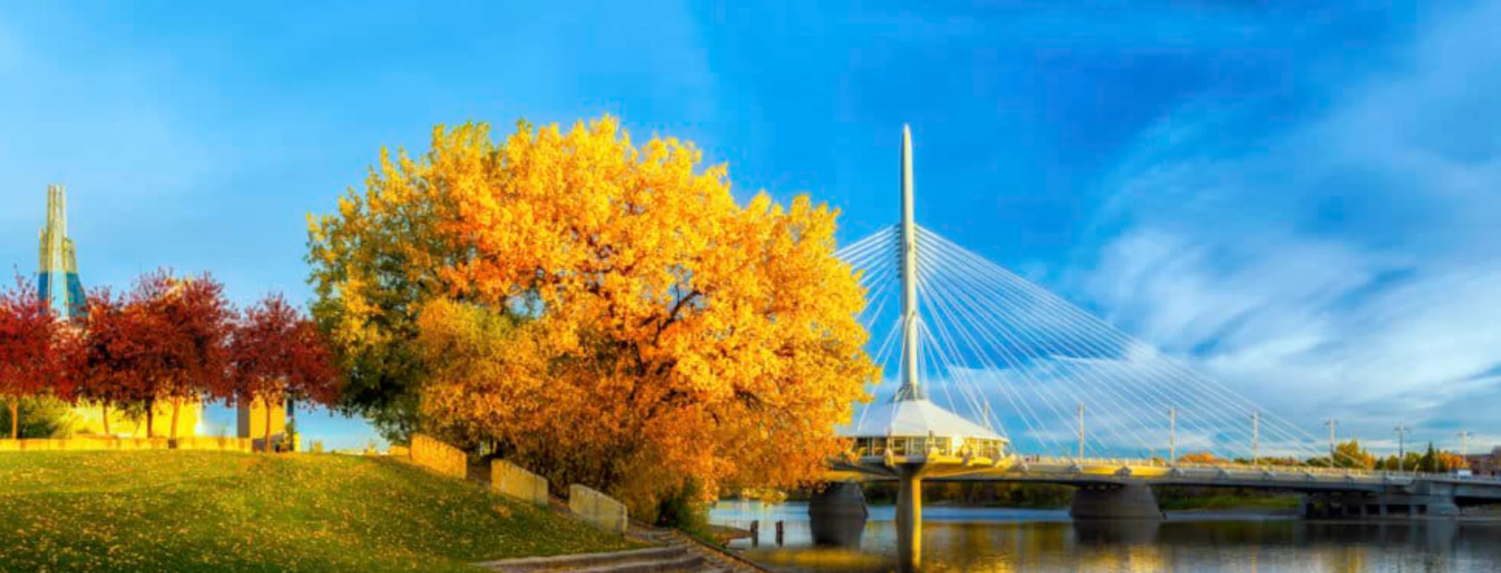 Autumn in Winnipeg with orange and red leaves on trees Autumn in Winnipeg with orange and red leaves on trees
