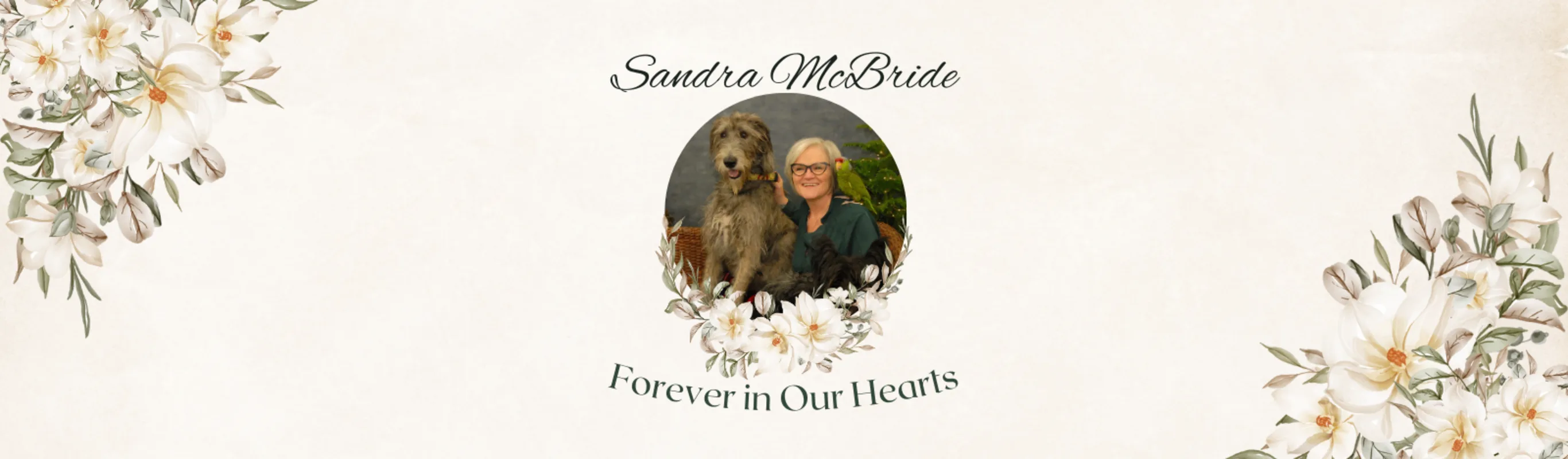 Sandra McBride Memorial Banner with words Forever in Our Hearts Sandra McBride Memorial Banner with words Forever in Our Hearts